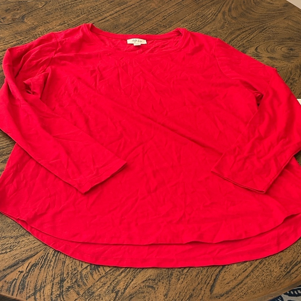 Style & Co. Red Long Sleeve Top